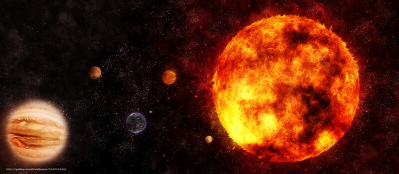 Solar System Planets — Black, Dramatic, Digital Art, Sun, Stars