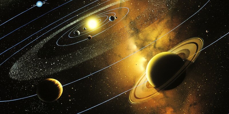 Solar System Planets — Black, Dramatic, Illustration, Sun