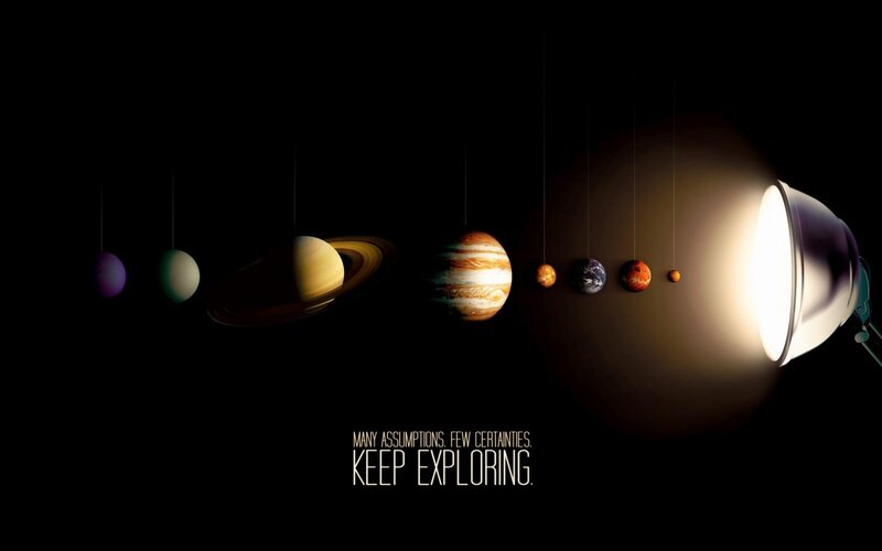 Solar System Planets — Black, Dramatic, Night, Digital Art, Lamp, Strings