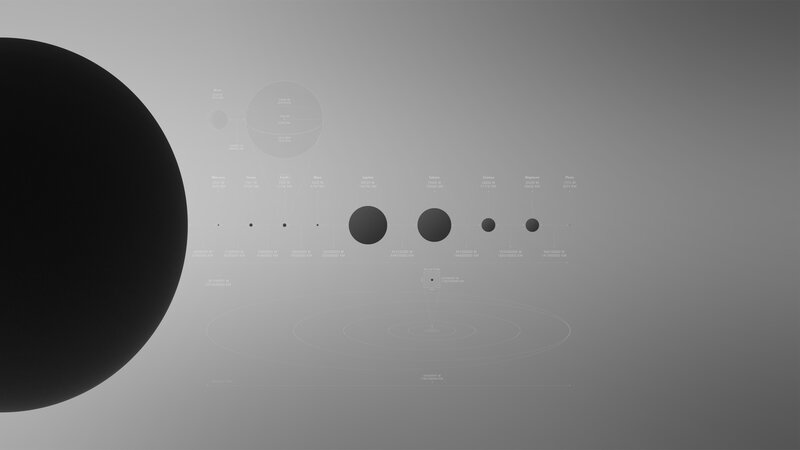 Solar System Planets — Black, Minimalist