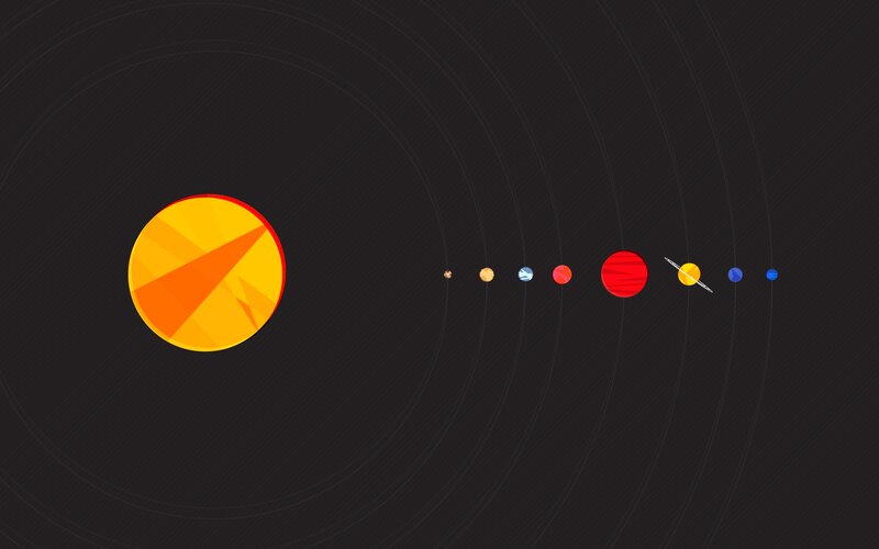 Solar System Planets — Black, Minimalist, Vector Art