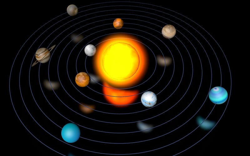 Solar System Planets — Black, Serene, 3d Render