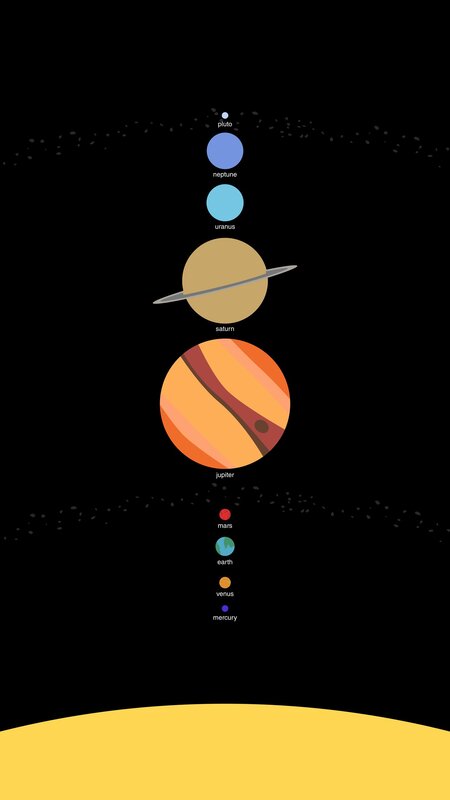Solar System Planets — Black, Serene, Night, Illustration