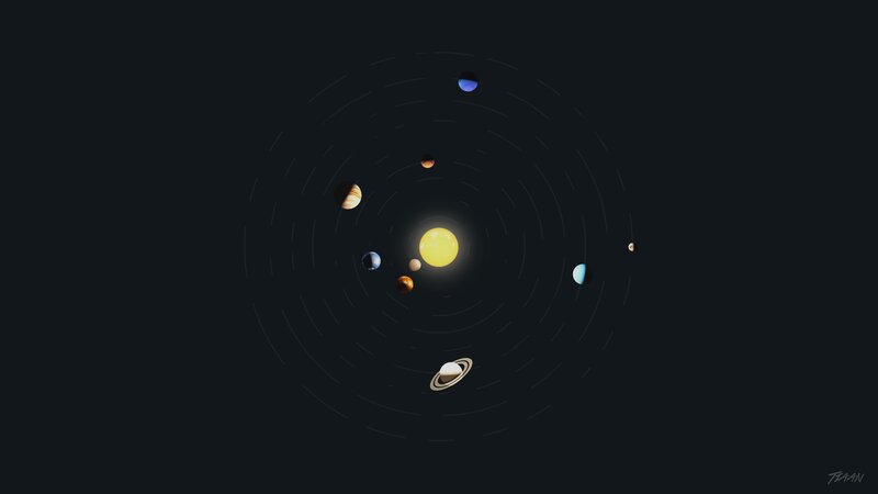 Solar System Planets — Black, Serene, Night