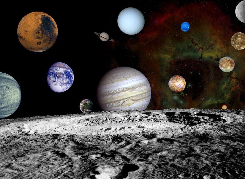 Solar system planets collage