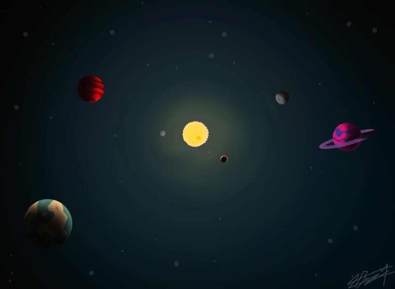 Solar System Planets — Dark Blue, Serene