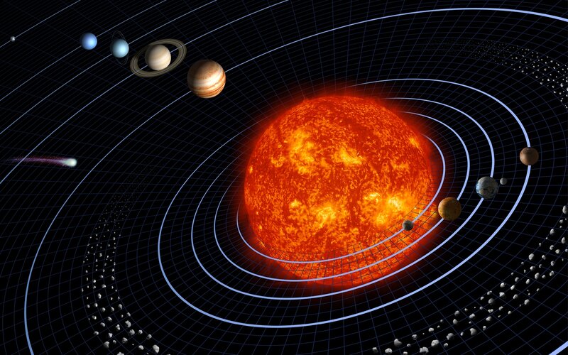 Solar System Planets — Orange, Dramatic, 3d Render, Sun