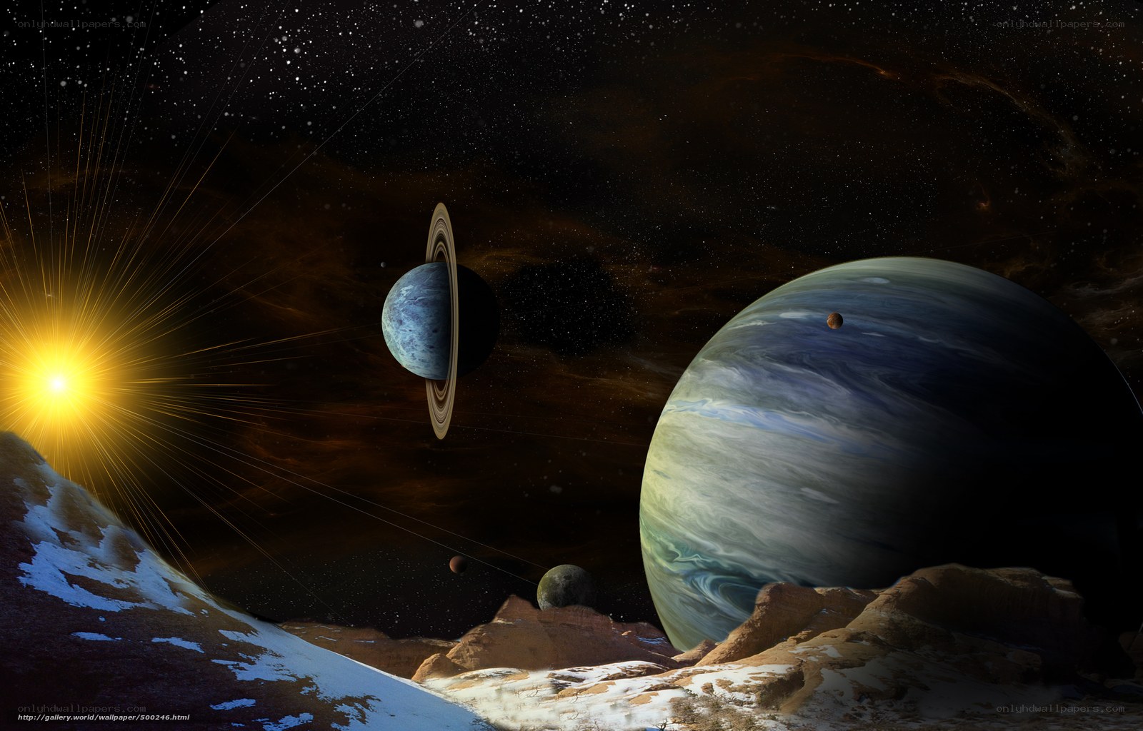Solar system planets scene