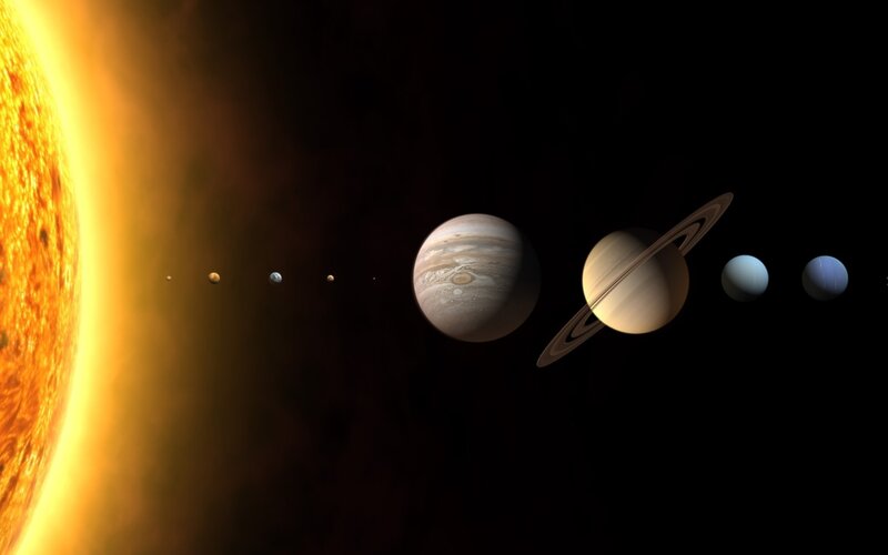 Solar System Planets — Yellow, Dramatic, 3d Render