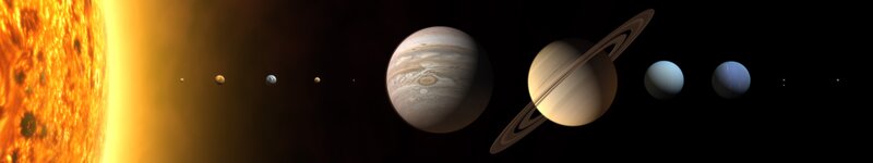 Solar System Planets — Yellow, Dramatic, Digital Art