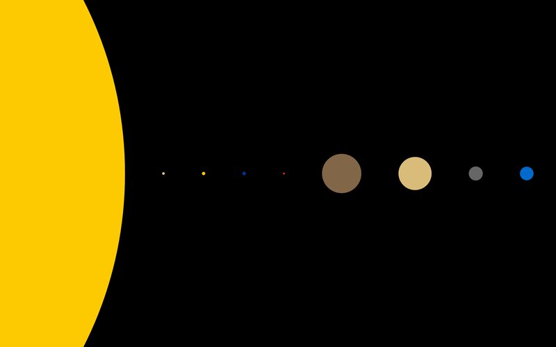 Solar System Planets — Yellow, Minimalist, Vector Art
