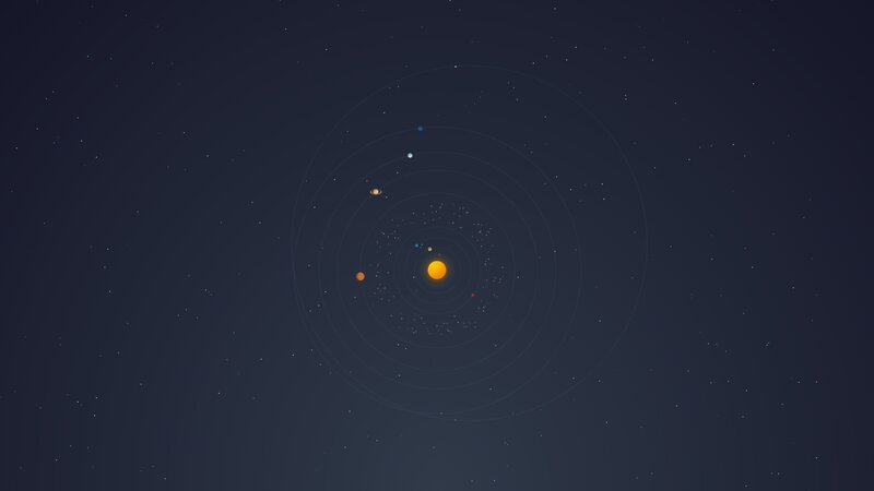 Solar System with Planets — Dark Blue