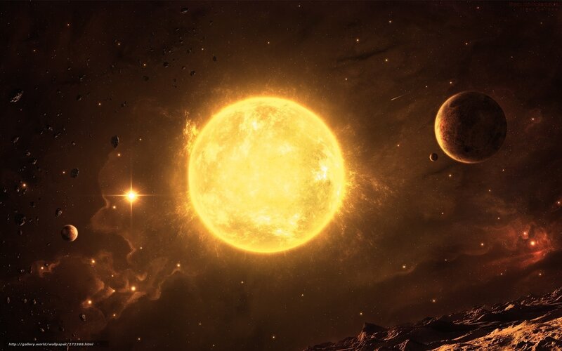 Solar System with Planets — Yellow