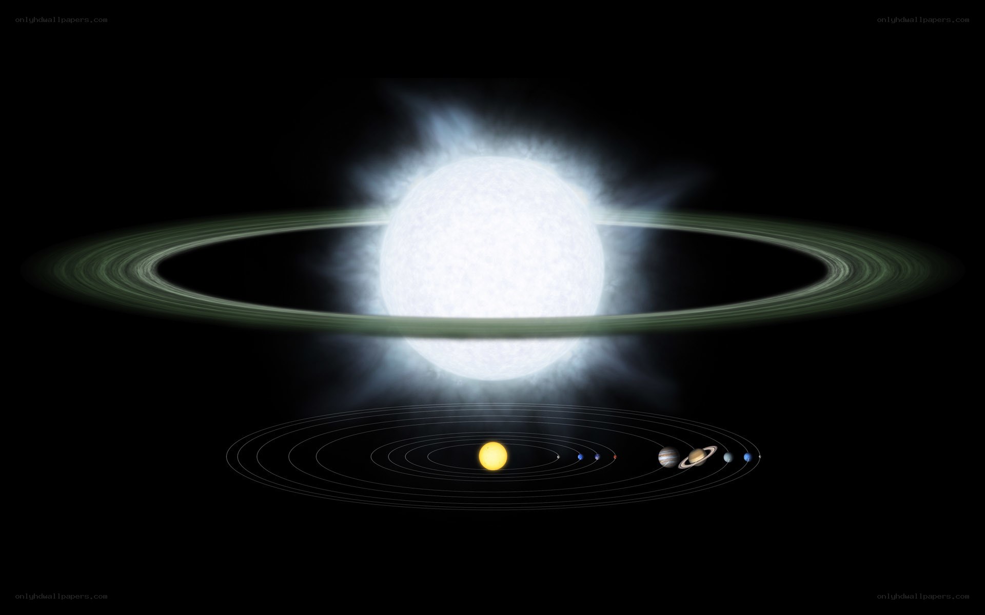 Solar system with ringed star