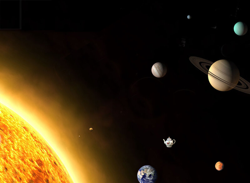 solar system with teapot