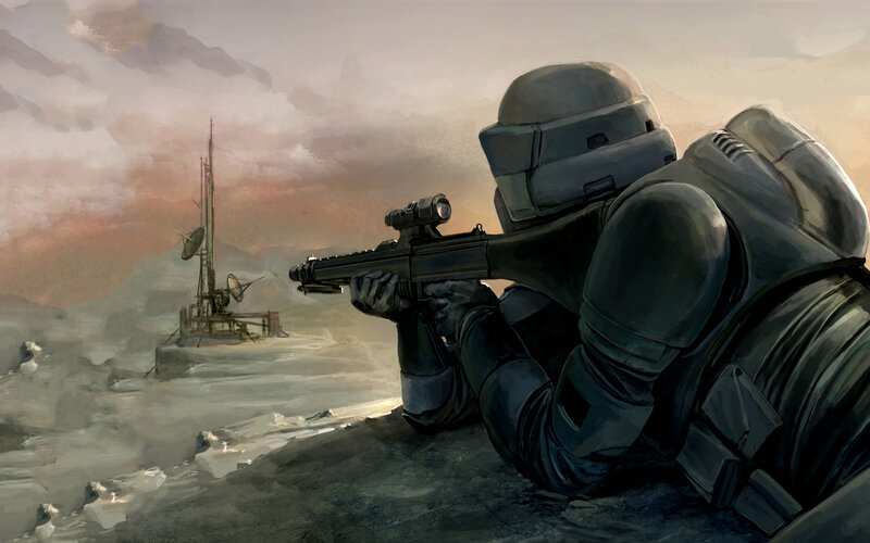 soldier aiming rifle at distance