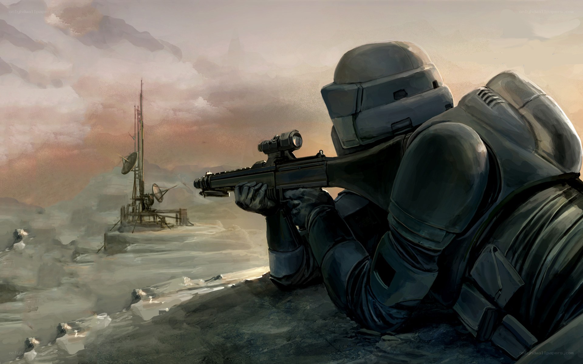 soldier aiming rifle at distance