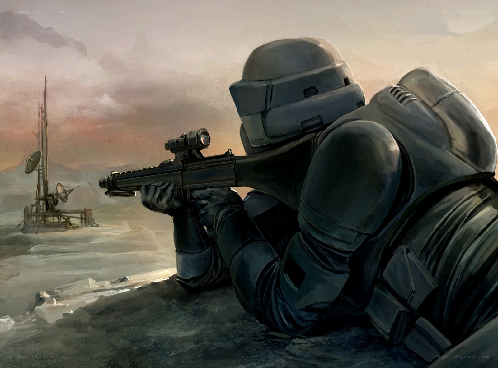 soldier aiming rifle at distance