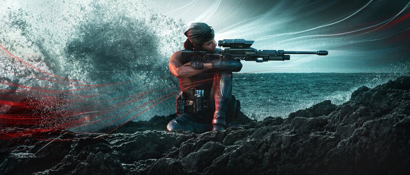 Soldier Aiming Rifle — Blue
