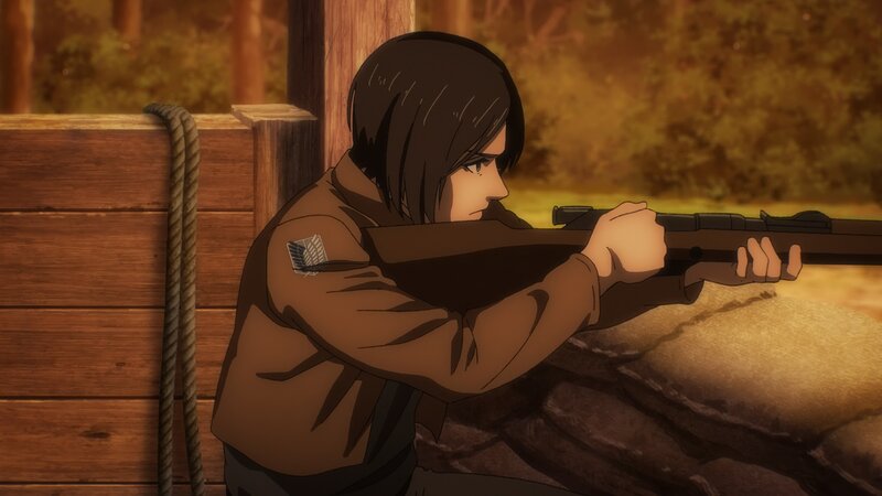 Soldier Aiming Rifle — Brown, Tense, Sunset
