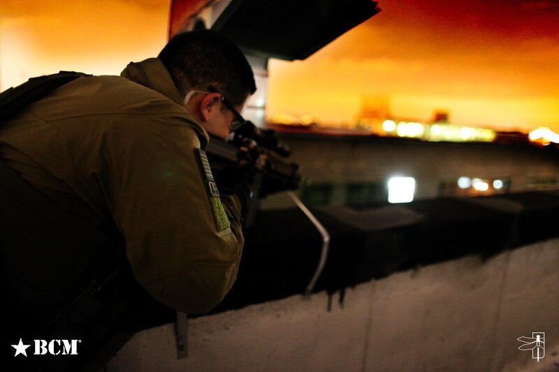 Soldier Aiming Rifle — Orange, Dramatic