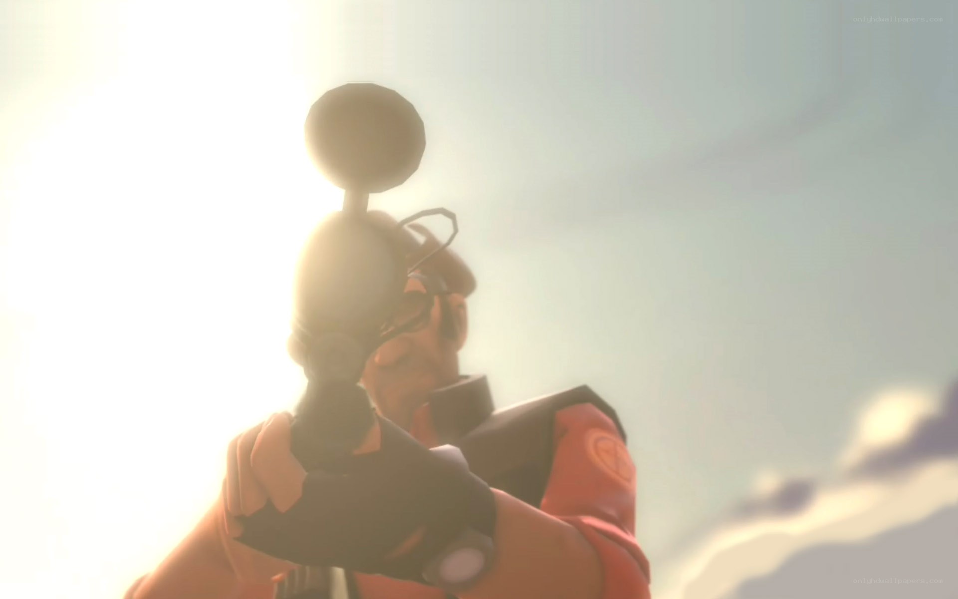 soldier aiming weapon in sunlight