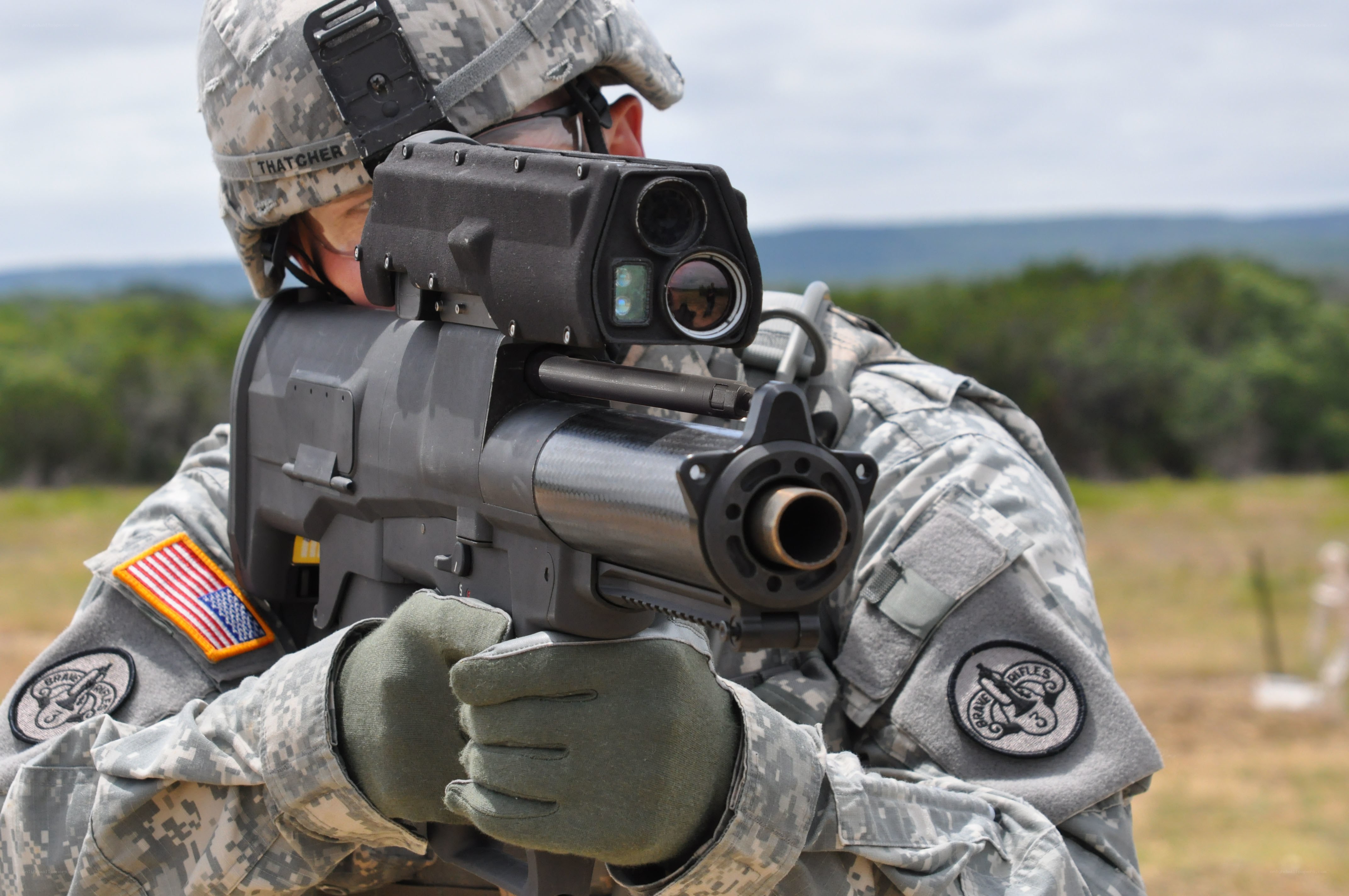 Soldier aiming weapon