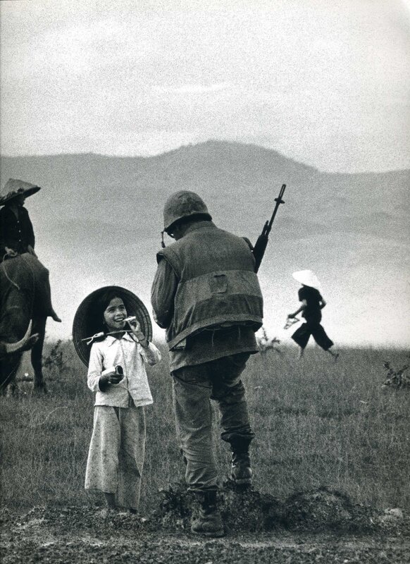 Soldier and children in Vietnam