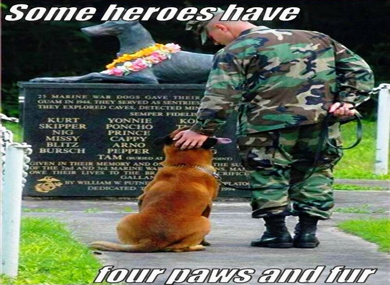 Soldier and Dog at Memorial
