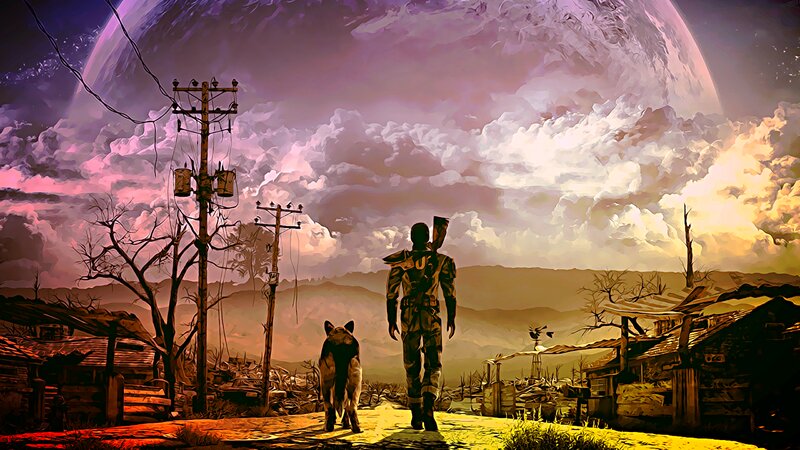 Soldier and Dog — Purple