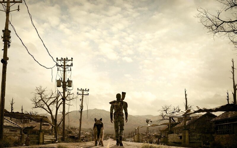 Soldier and Dog Walking — Brown, Desolate, Afternoon, 3d Render