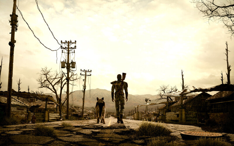 Soldier and Dog Walking — Brown