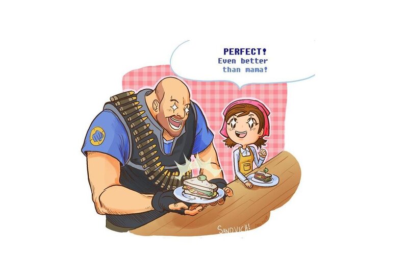 Soldier and girl with sandwiches