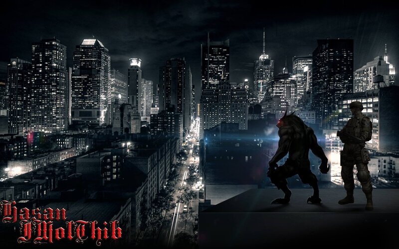 Soldier and Monster on Rooftop