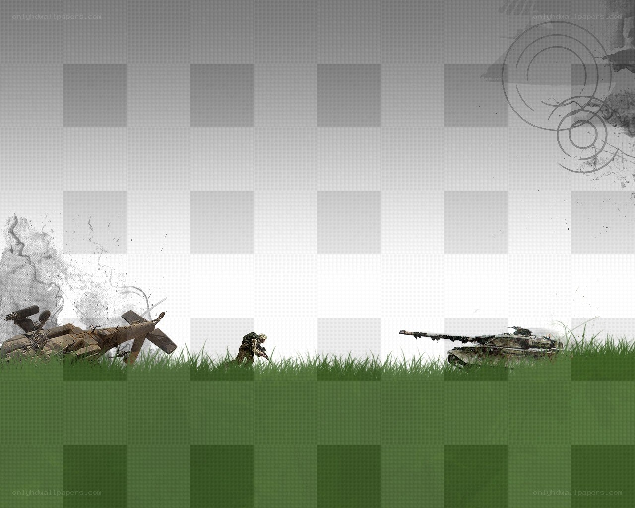 soldier and tank in grass field