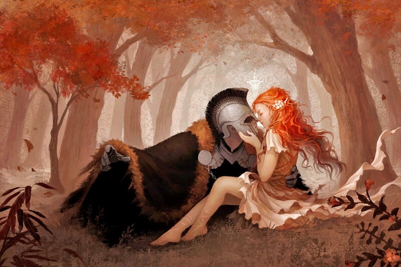 Soldier and Woman in Forest — Orange