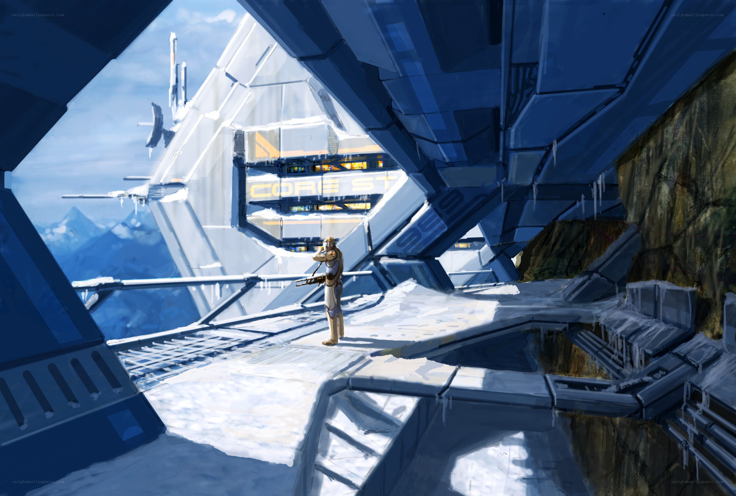 Soldier at a futuristic base