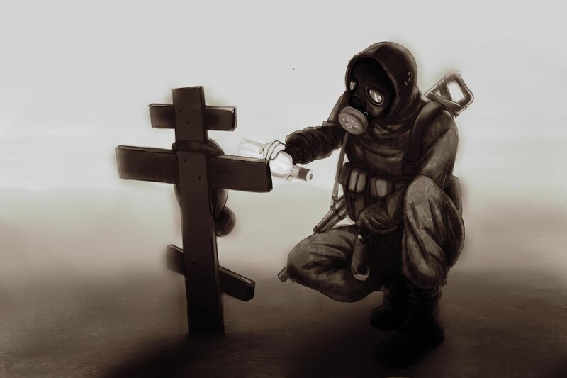 soldier at a grave