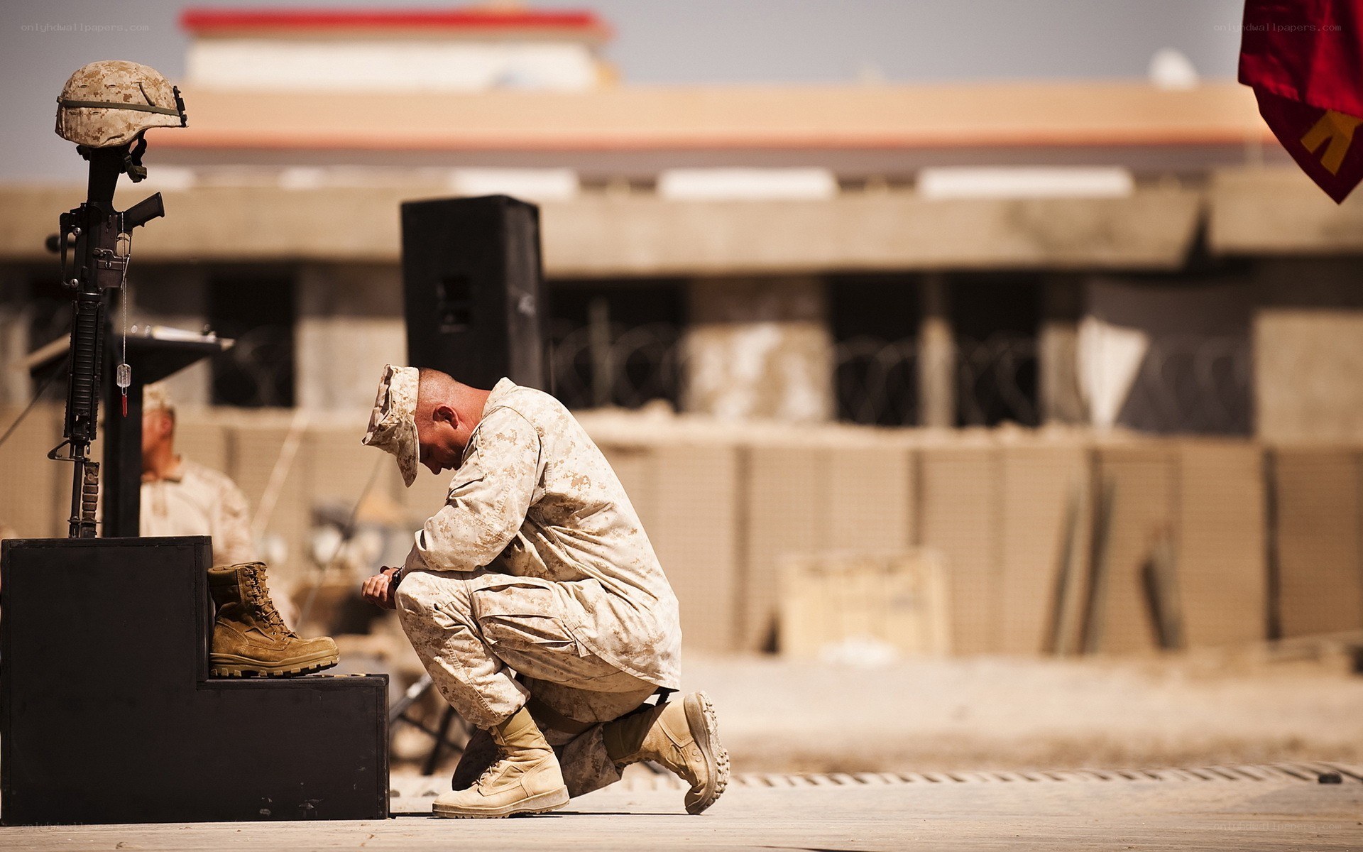 Soldier at a memorial ceremony