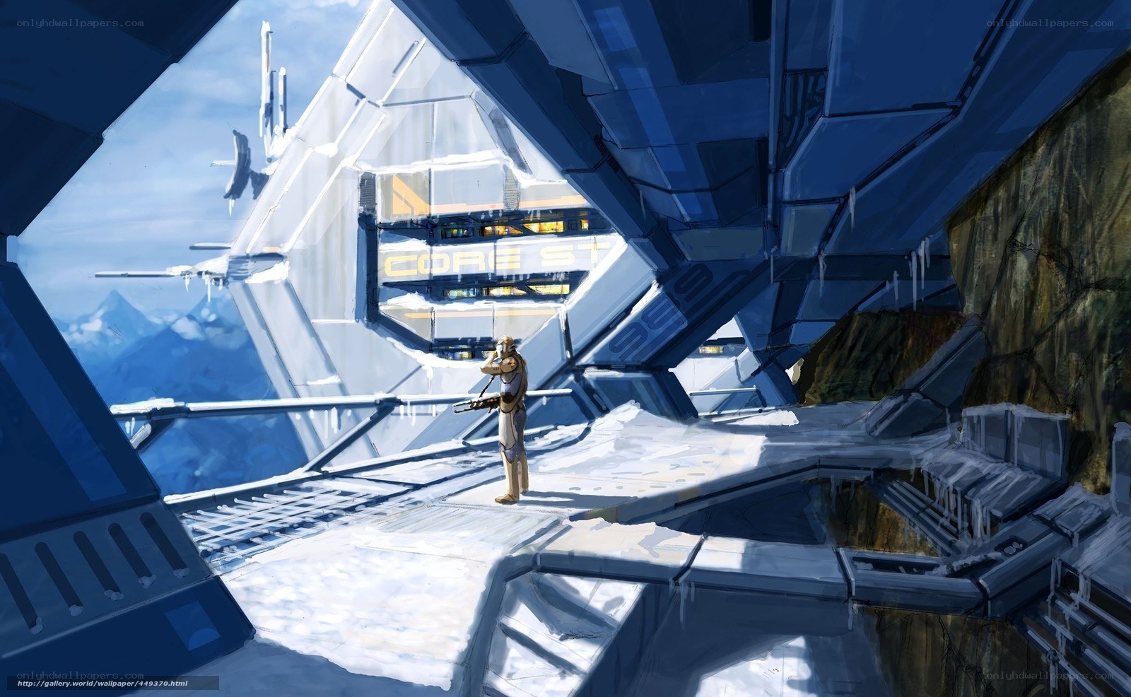 soldier at futuristic outpost