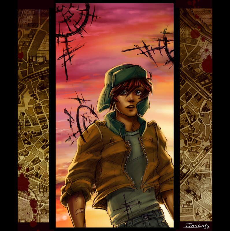 soldier at sunset with map