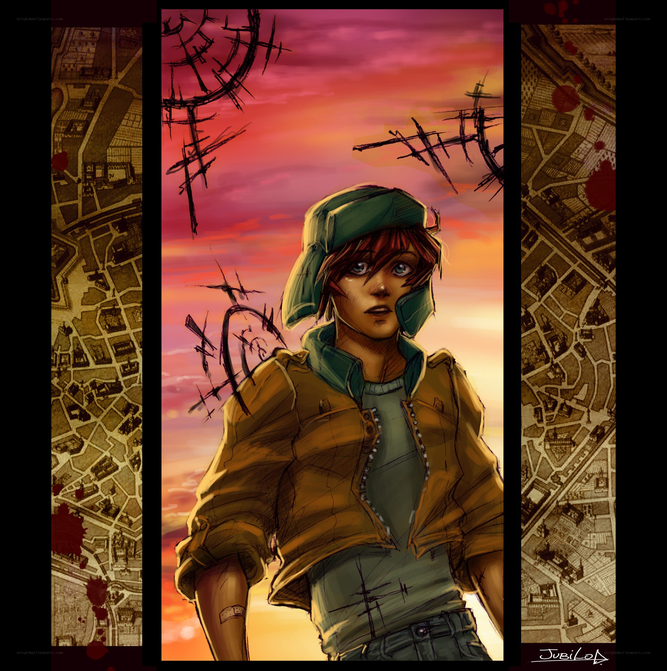 soldier at sunset with map