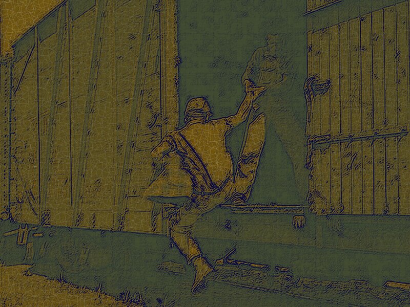 Soldier Climbing Train