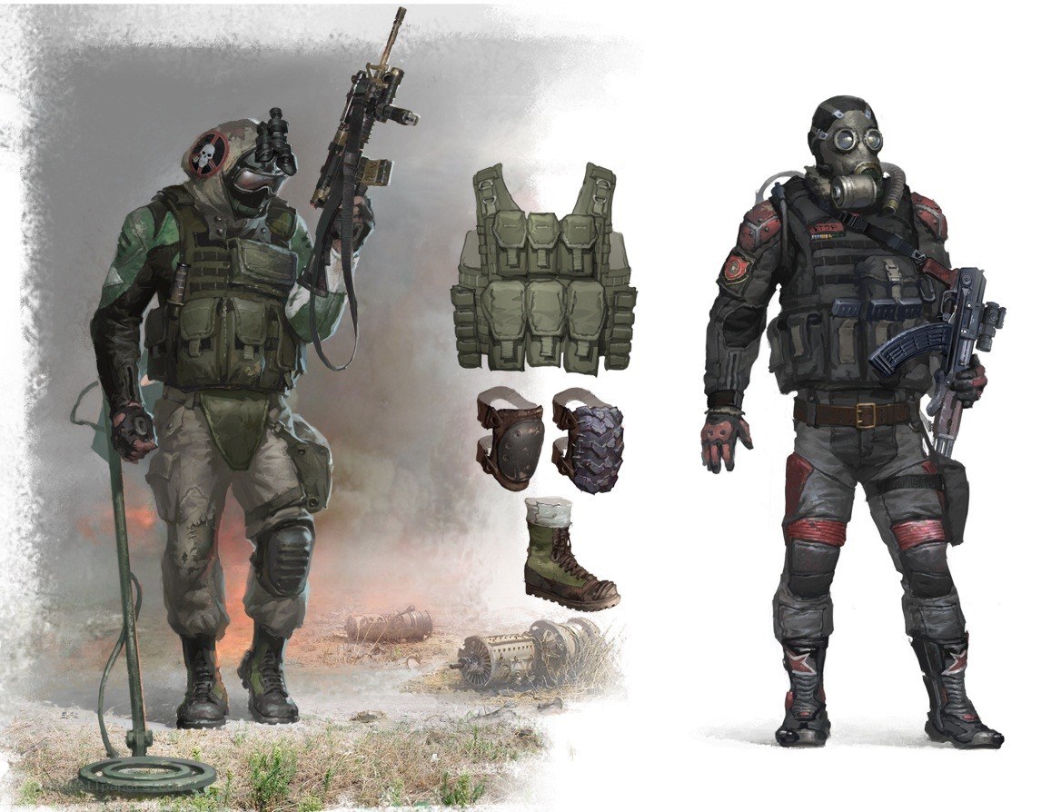 Soldier concept art with gear