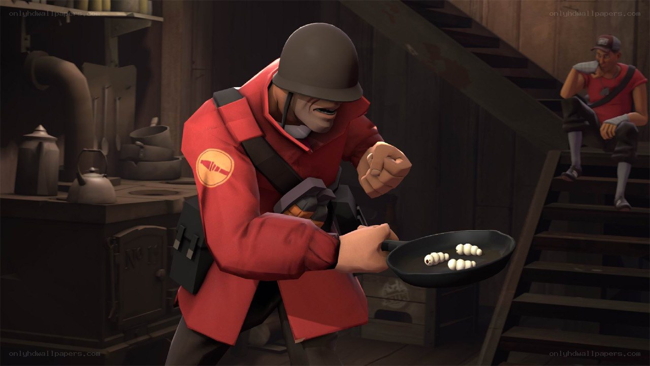 Soldier cooking in a kitchen
