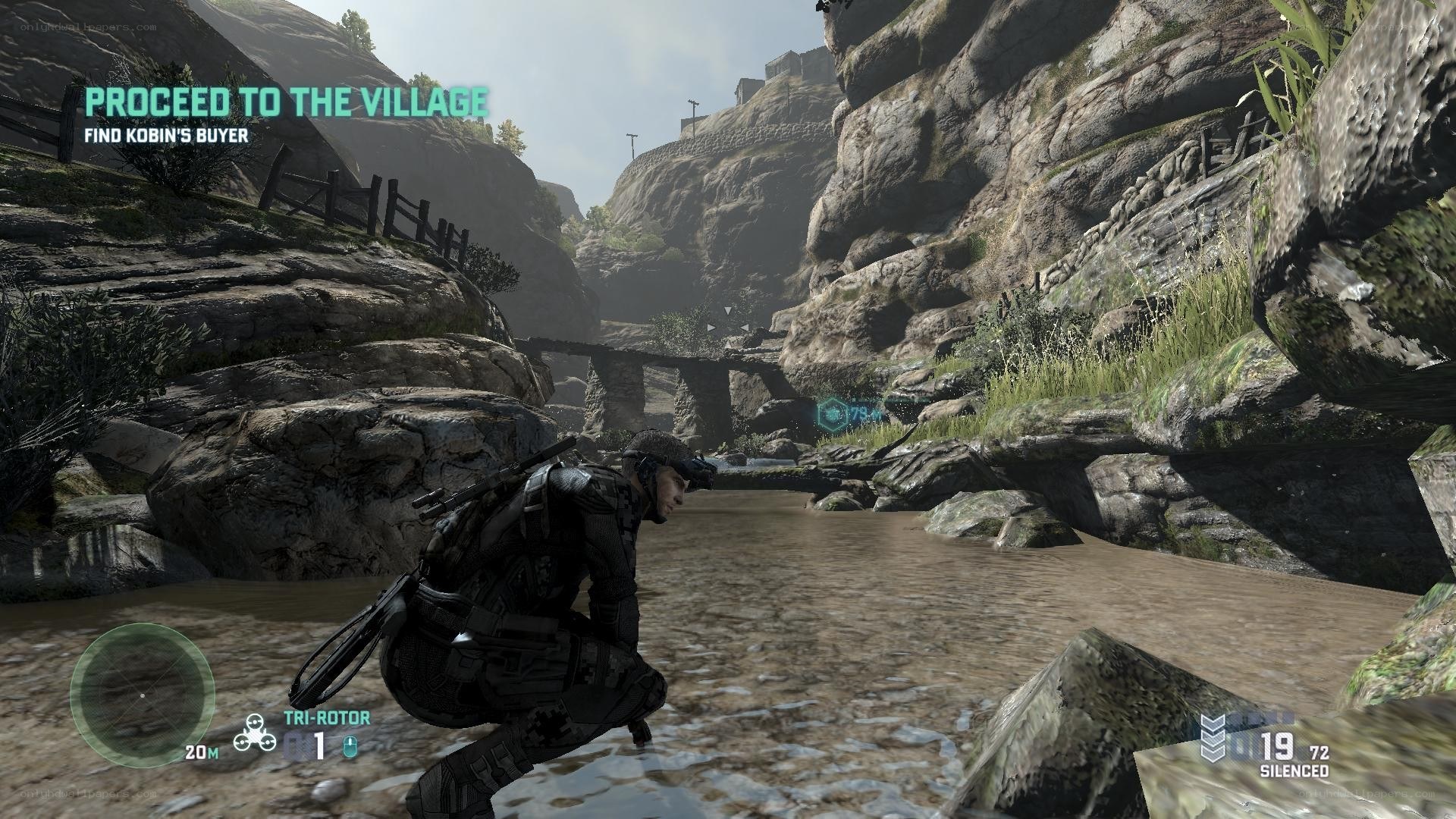 soldier crossing river in game
