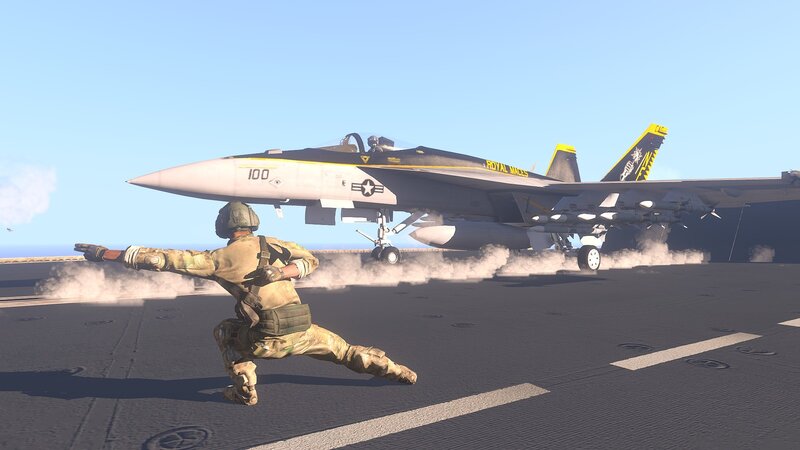 Soldier Directing Jet