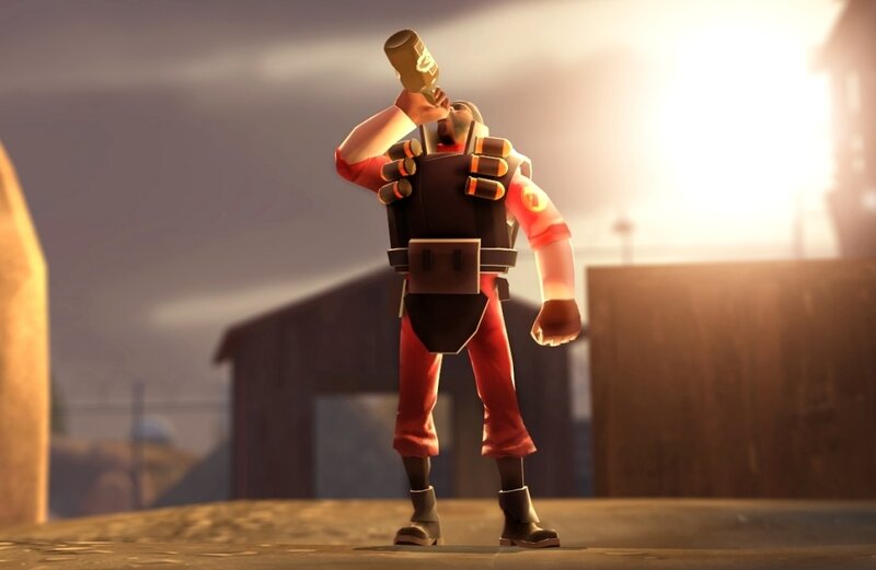 Soldier drinking a bottle