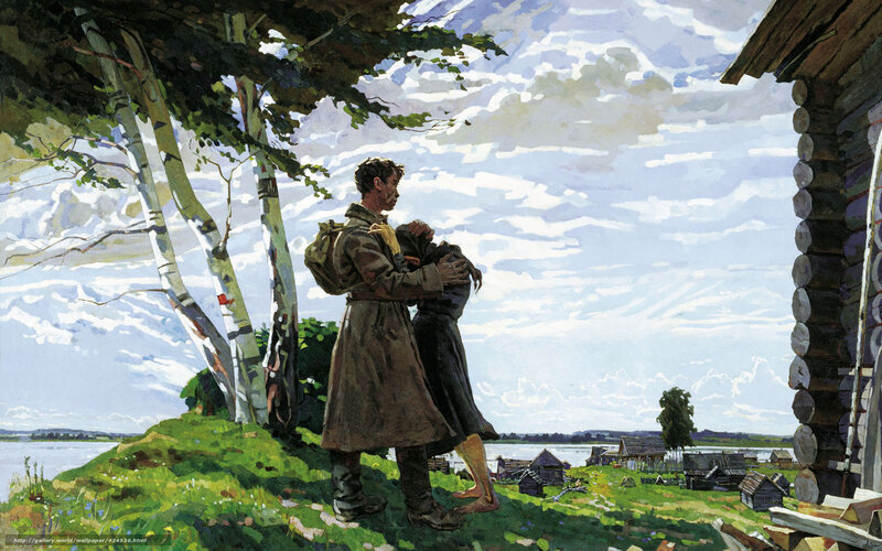 Soldier embracing a woman