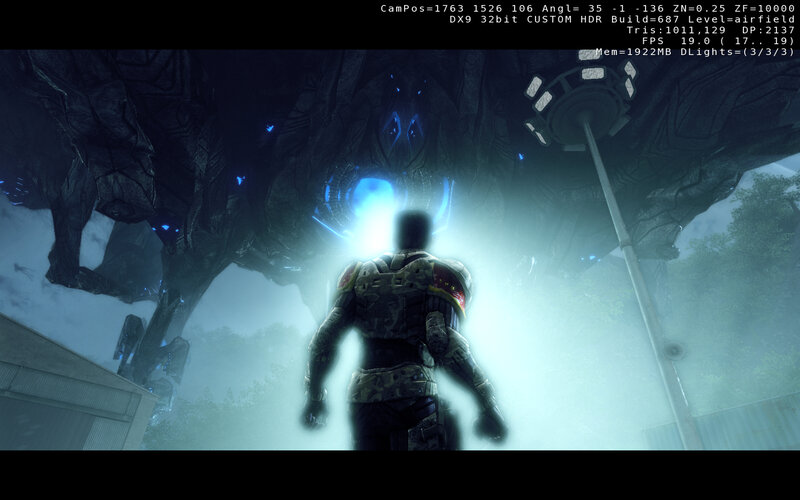 Soldier Facing Alien Structure — Blue